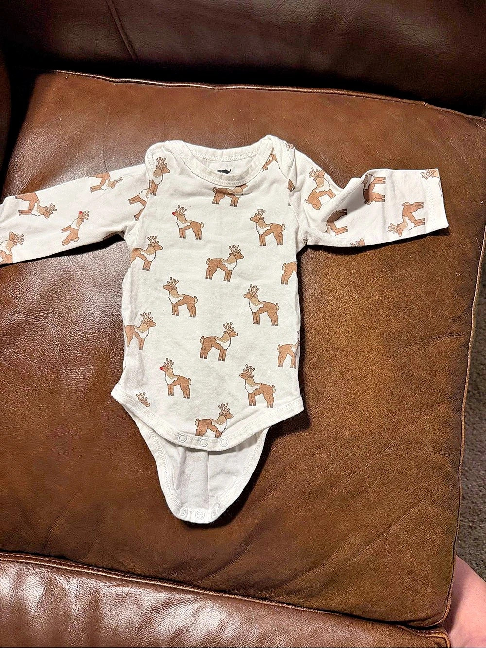 Monica + Andy Reindeer  Print Long Sleeve Bodysuit